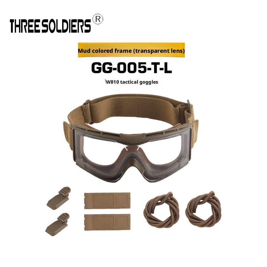Tactical Goggles W810 – Clear Lens Airsoft & Outdoor Protective Eyewear For Shooting, Cycling & Dust Protection (Black/Tan/Green, TPE+Nylon Frame)_desvips.com