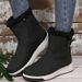 Large Size Medium Tube Snow Boots Women's 2025 Autumn And Winter New Velvet Thickened Side Zipper Flat-soled Cotton Shoes Cotton Boots Women_desvips.com