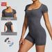 Seamless Wide round Neck Bodysuit Sand Washed European American Style High Elasticity Tight Fit Sexy One Piece Fitness Yoga Wear_desvips.com