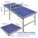 Foldable Table Tennis Table With Net And Bat Set, Suitable For Outdoor/ Indoor Use, Blue Surface, Includes 2 Bats And 3 Balls, Stable 6-leg Design_desvips.com