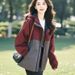 Casual Patchwork Hooded Jacket For Women, Spring And Autumn 2025 New Loose Plus Size Fashionable Outerwear_desvips.com