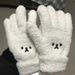 Japanese Style Girl Gloves Winter Warmth Fingered Embroidered Cute Cartoon Bear Cold-Proof Outdoor Cycling Student_desvips.com