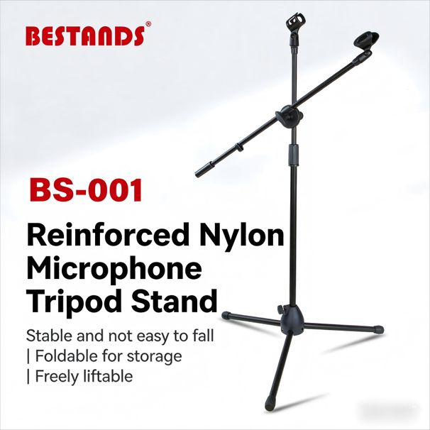 Floorstanding Microphone Stand, Dual-microphone Clip Stand, Wired/wireless Height-adjustable Condenser Microphone Stand For Stage Performances._desvips.com