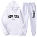 New York American For Men And Women Fashion Letter Print Graphic Sweatshirt Loose Casual Hoodie Set_desvips.com