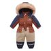 Kids' Fleece-Lined Snowsuit With Color Block Design - Winter Hooded Jumpsuit For Toddlers (80-120cm) | Warm & Stylish Playwear_desvips.com