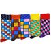 NEW 5 Pairs/Pack Happy Men Playing Cards Motorcycle Bick Strawberry Abstract Letters AB Art Flowers Pattern Funny Socks_desvips.com