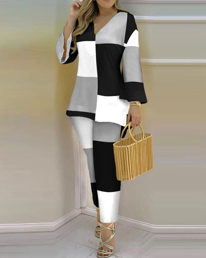 Women's Clothing 2023 spring and summer printed fashion 2 piece suit_desvips.com