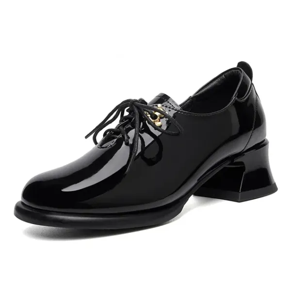 Dress AIYUQI Genuine Leather 2024 Fall Round Quality Head New Ladies Office Shoes British Lace Up Women Loafers Fd54_desvips.com