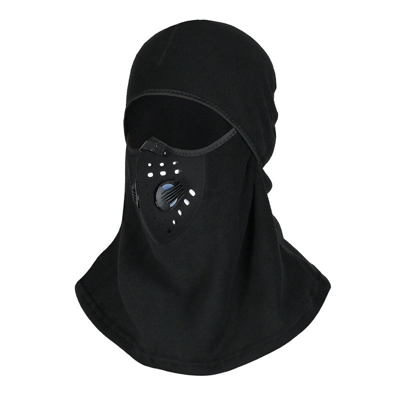 Winter Thermal Balaclava Face Mask With Filter - Windproof Fleece Lining For Men's Motorcycle, Skiing & Outdoor Sports - Stretchable Polyester (Black)_desvips.com