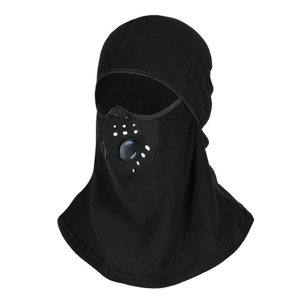 Winter Thermal Balaclava Face Mask With Filter - Windproof Fleece Lining For Men's Motorcycle, Skiing & Outdoor Sports - Stretchable Polyester (Black)_desvips.com