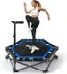 Klappbares Indoor Trampolin Blau Höhenverstellbarer Handgriff 150kg Ø86 5cm Fitness Zuhause_desvips.com