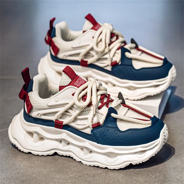 2026 High Quality Fashion Sneakers Jogging Shoes Youth Men PU+Mesh Splicing Low Top Lace-Up Thick Sole Non-Slip Wear-Resistant Running Shoes_desvips.com