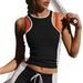 001 Cross-Border Round Neck Color-Block Y-Back Sports Vest Casual Running Fitness Shorts Yoga Wear For Women_desvips.com