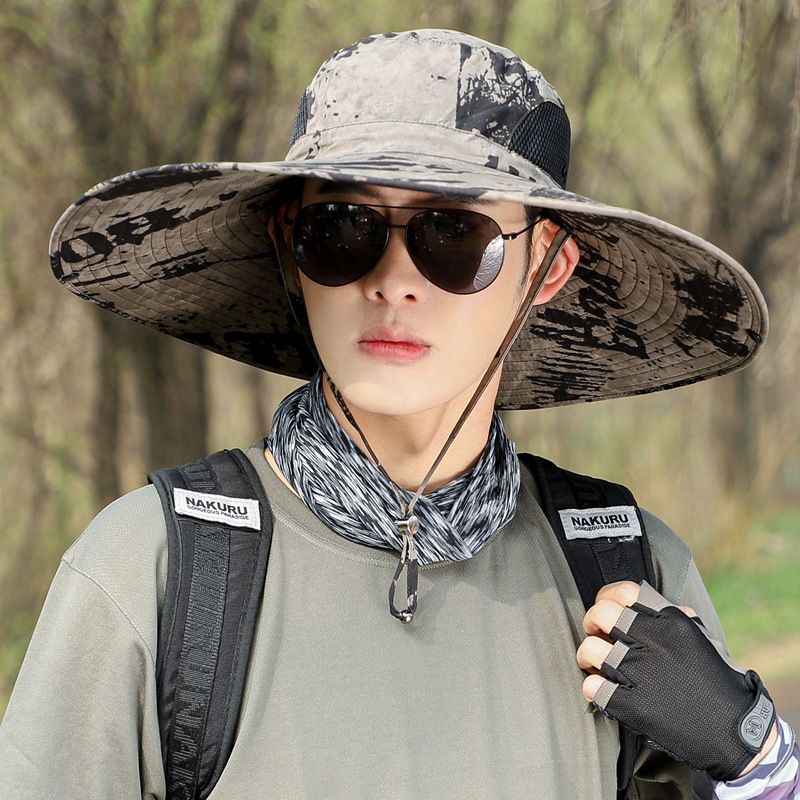 Men's Camo Fishing Hat With 15cm Wide Brim - UPF 50+ Sun Protection For Hiking & Outdoor Activities_desvips.com