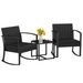 Homall 3-Piece Resin Outdoor Bistro Set With Rocking Chairs, Cushions, And Table For Porch, Poolside, Balcony, And Yard In Black_desvips.com