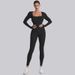 Cross-Border New Threaded High-Quality Fabric Women's Long-Sleeve Bodysuit Shapewear Butt-Lifting Yoga Jumpsuit In Stock_desvips.com