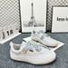 Women's 2025 Spring Summer New Letter Canvas Women Thick Sole Genuine Leather Versatile Casual Shoes Sneakers European_desvips.com