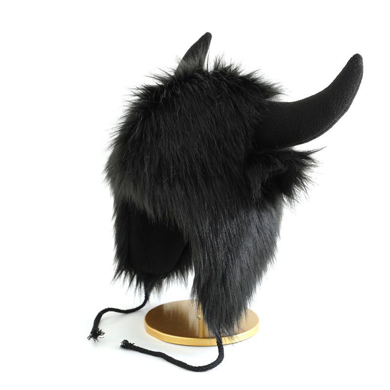 Halloween Funny Bullhead Plush Women's Winter Warm Hat_desvips.com