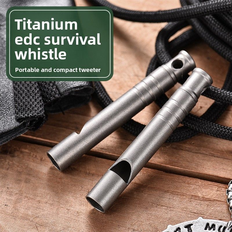 Pure Titanium Single Tube Blast Referee Whistle Outdoor High Decibel Camping Picnic Training EDC Tool_desvips.com