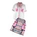 Women's Clothing Short sleeve printed style shirt high waist pocket hip skirt_desvips.com