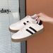 Women's Korean Style Chic White Sneakers Casual Everyday Trendy Slip-On 2025 All-season Cute Cat Embroidery Training_desvips.com