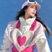 Fuyan Rose Red Heart Ski Suit For Women 2025 New Windproof Super Cute Overalls Two-Piece Set_desvips.com