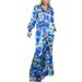 Women's Clothing new fashion printed bubble long-sleeved shirt lace-up wide-leg pants two-piece suit_desvips.com