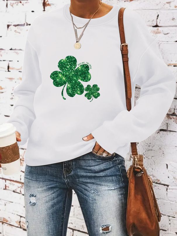 European American Cross-border Autumn And Winter Women's Casual Long-sleeve Round-neck St. Patrick's Day Printed_desvips.com