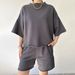 Women's casual suits for women half-sleeved round neck loose short-sleeved drawstring shorts two-piece suit_desvips.com