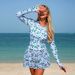 2026 European And American Cross-Border One-Piece Sun Protection Long Sleeve Zipper Surfing Suit Women's Swimsuit Skirt_desvips.com