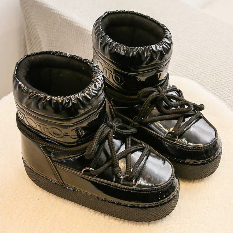 Brand Design Lace-up Snow 2025 Winter Women Platform Non-Slip Waterproof Leather Ski Female Thick Warm Cotton Boots_desvips.com