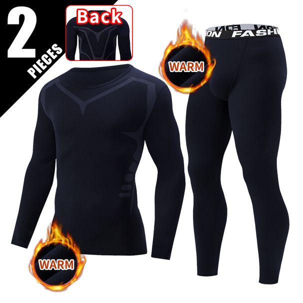 2-pcs Autumn Winter Men's Front And Back Printed Fashionable Warm Sports Suit Plus Size Comfortable Casual Running Top_desvips.com