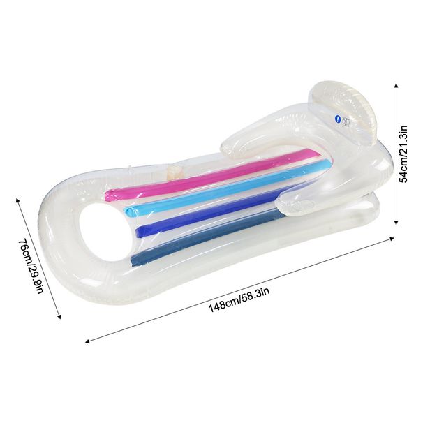 Clear PVC Inflatable Lounge Oversized Transparent Floating Mat For Pool Beach Ultra Comfortable Water Hammock With Reinforced Seams For Adults_desvips.com