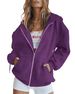 Oversize Zipper Solid Color Trendy Loose Plus Size Women's Cardigan Sweatshirt_desvips.com