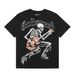 American Retro Skull Print Summer Casual Trend Hip-Hop Washed Short Sleeve T-Shirt_desvips.com