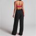 Women's Clothing Elegant Solid Color Split Sleeve Lapel Suit Pocket Straight Pants Suit_desvips.com
