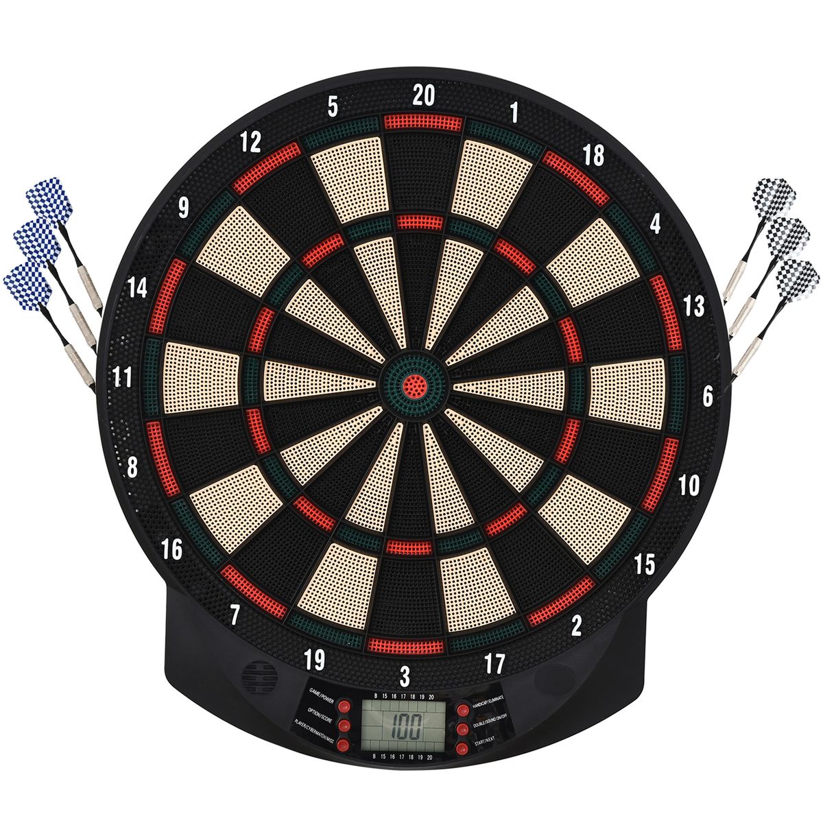 HOMCOM Electronic Dart Board – Automatic Scoring 26 Games & 185 Variations 6 Darts & 30 Tips Supports Up To 8 Players_desvips.com