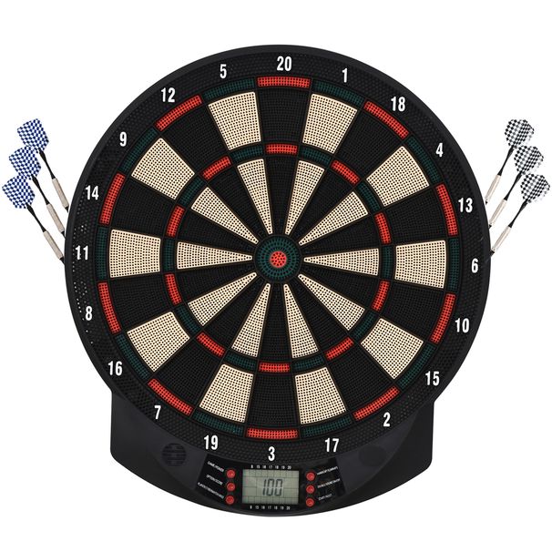 HOMCOM Electronic Dart Board – Automatic Scoring 26 Games & 185 Variations 6 Darts & 30 Tips Supports Up To 8 Players_desvips.com