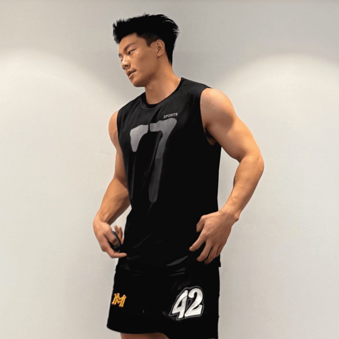 Running Vest Men's Quick-Drying Breathable American Fitness Sleeveless T-Shirt Summer Mesh Sports Top Basketball_desvips.com