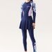 One-Piece Swimsuit With Skirt Women, Conservative Slimming Sun-Protective Long-Sleeve Long-Pants Outdoor Jellyfish_desvips.com
