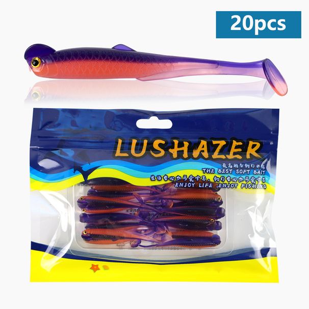Shark Skimmer|20 T-tail With Fishy Smell, Multicolored Fish Lure, Maggot Baits, Soft Worms, Jig Head Hooks, Black Pit_desvips.com