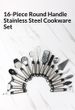 Cross-border Cheese Grater Pizza Cutting Kitchen Kitchenware Ice Cream Spoon Multifunctional Stainless Steel 16-piece Set_desvips.com