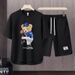 Men's Clothing 2024 Waffle Casual Summer Suit Men's Loose Teen Short sleeved T shirt Shorts Handsome Two piece Suit_desvips.com