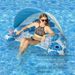 Leaf Print Inflatable Pool Seat - Thickened PVC U-Shaped Floating Lounger With Backrest & Cup Holder Single Person Water Hammock_desvips.com