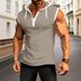 001 Cross-Border In-Stock Men's Muscle Sleeveless Hooded Polo Shirt_desvips.com
