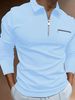 Men's Stylish Dual-Zip Collar Golf Polo Shirt - Breathable Cotton Blend Long Sleeve Activewear For Casual & Outdoor Sports (Multiple Colors Available)_desvips.com