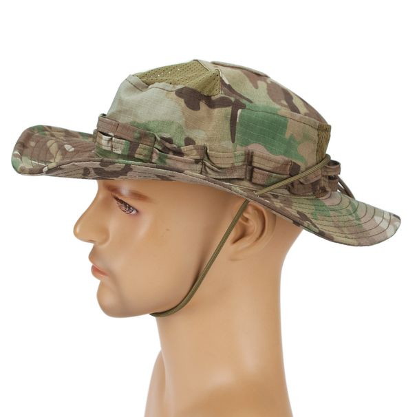 New Camouflage Boonie Cap Wide Brim Hat Men Outdoor Sports Fishing Hiking Hunting Sunshade Hat Foldable Soft Hat_desvips.com