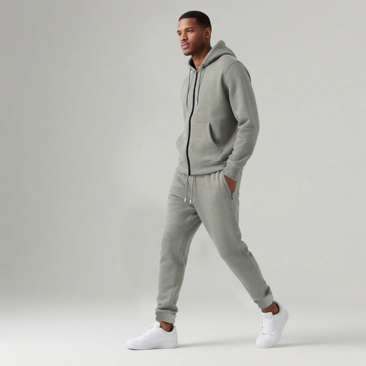 KOOSSOASIS Autumn And Winter Men's Solid Color Long-Sleeve Pants Hooded Sports Casual Fleece Warm And Comfortable Suit Men's_desvips.com