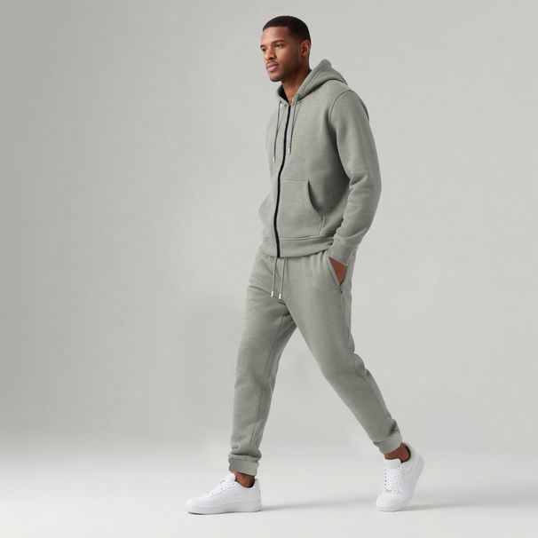 KOOSSOASIS Autumn And Winter Men's Solid Color Long-Sleeve Pants Hooded Sports Casual Fleece Warm And Comfortable Suit Men's_desvips.com