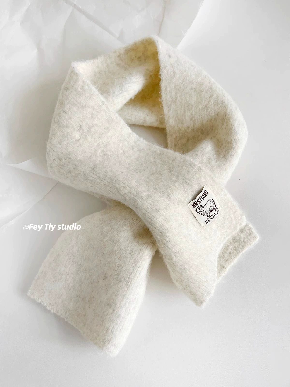 Alpaca Wool Short Lazy Style Solid Color Autumn Winter Warm Cross Scarf Unisex Soft Skin-Friendly High-End_desvips.com